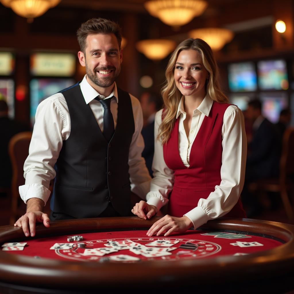 Hosts greeting players