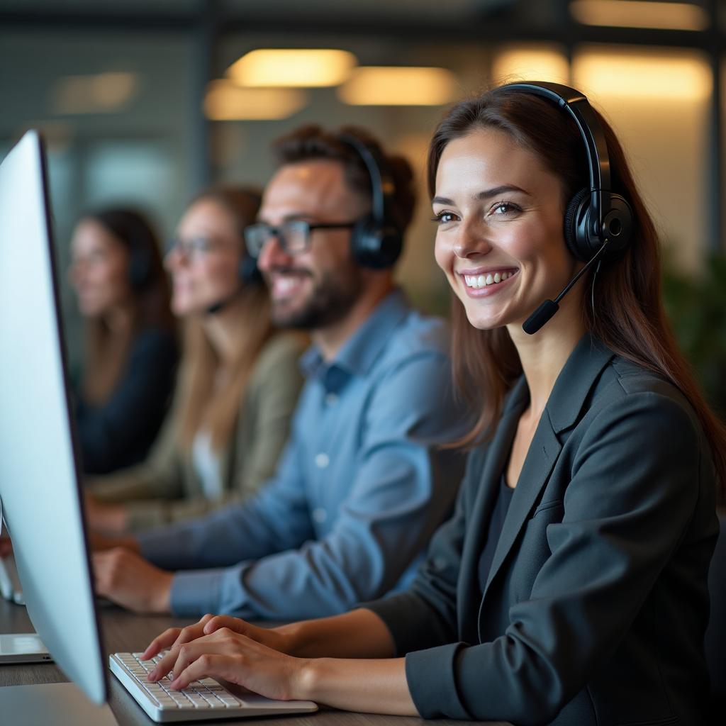 Support team at desks